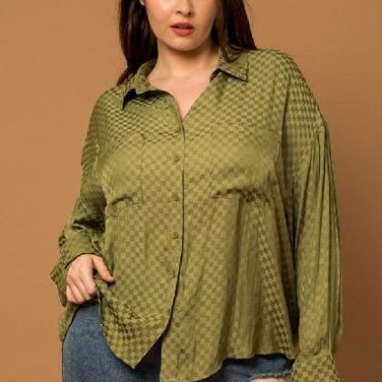 CAMISA VERDE CUADROS SATIN TALLA EXTRA X1