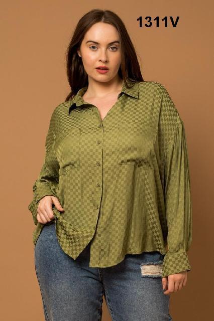 CAMISA VERDE CUADROS SATIN TALLA EXTRA X1