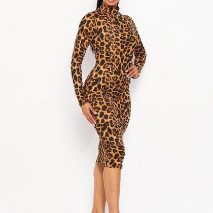 VESTIDO ANIMAL PRINT MNG LARGA
